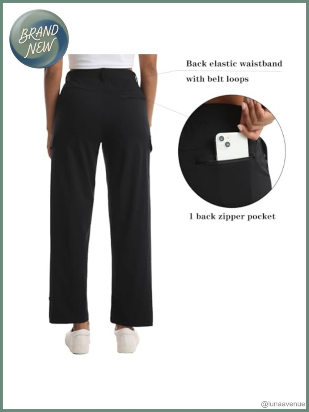 Women's Lightweight Hiking Cargo Pants 5 Pockets Straight Leg - Picture 3 of 6